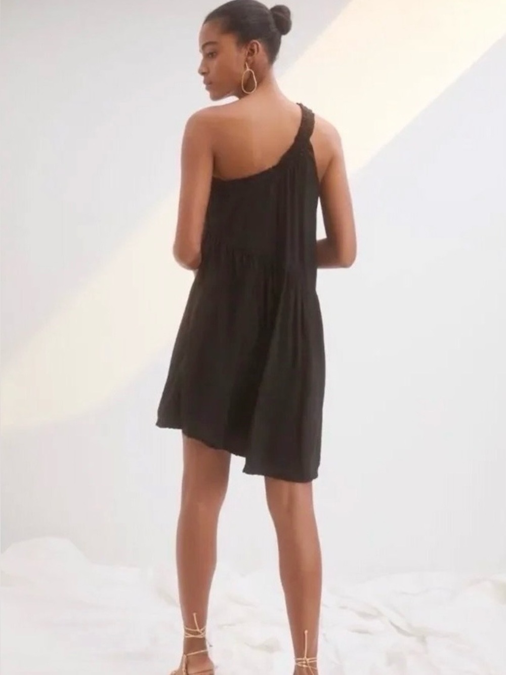Anthropologie One Shoulder Black Asymmetrical Dress Size XS